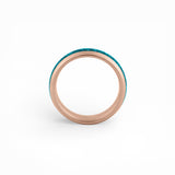 turquoise inlay ring rose gold comfort fit