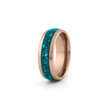 Rose gold turquoise promise rings for couples, elegant matching bands