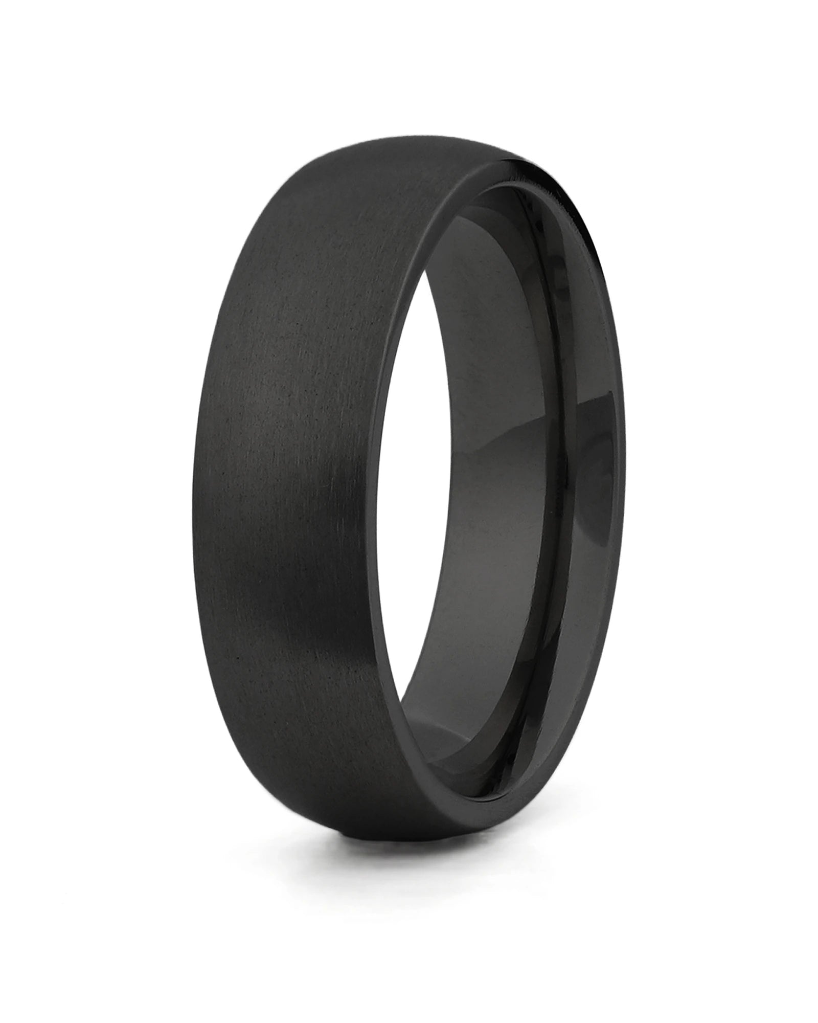 Black rounded tungsten wedding ring for men, 6mm band