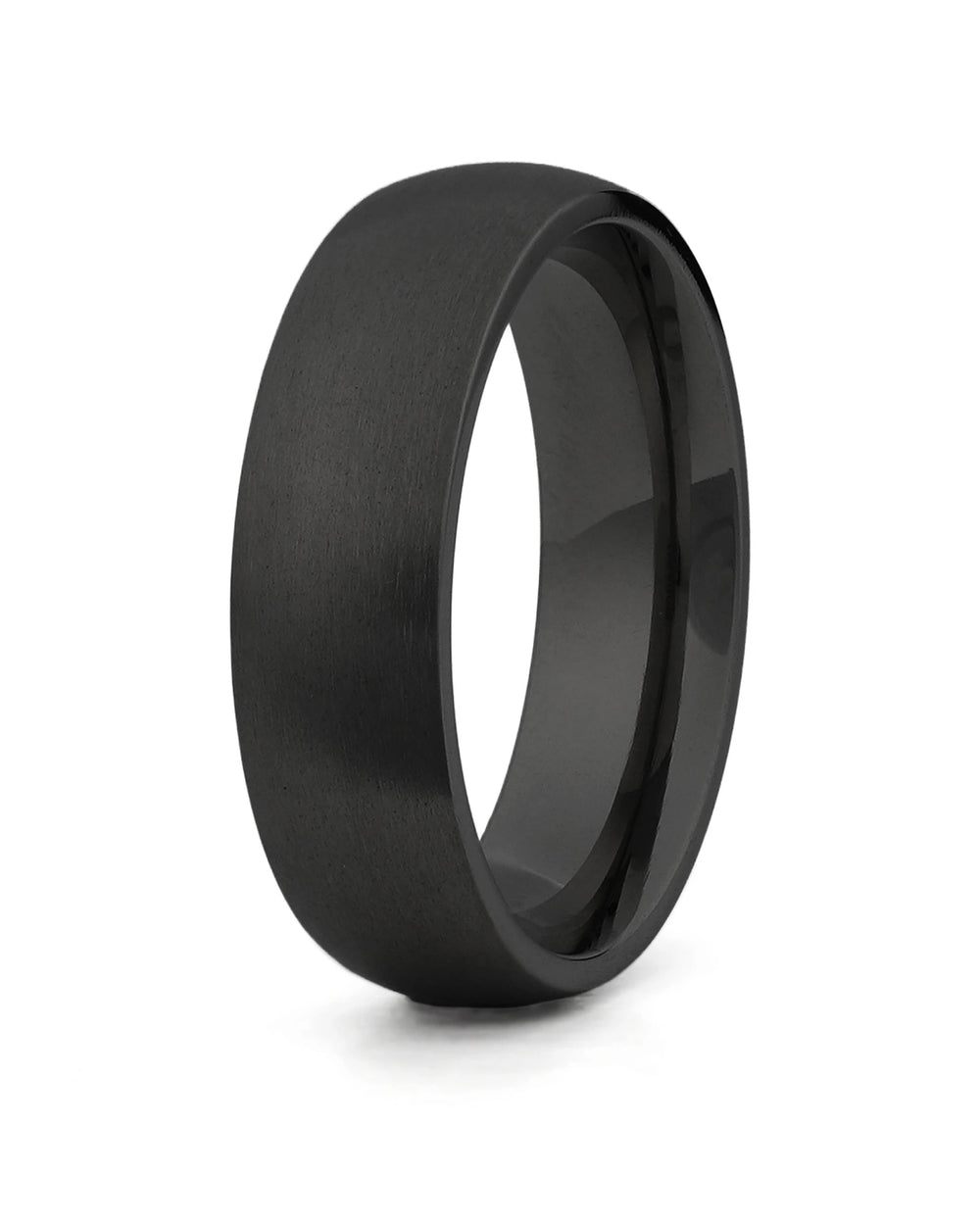 Black rounded tungsten wedding ring for men, 6mm band