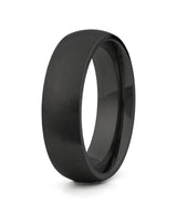 Black rounded tungsten wedding ring for men, 6mm band
