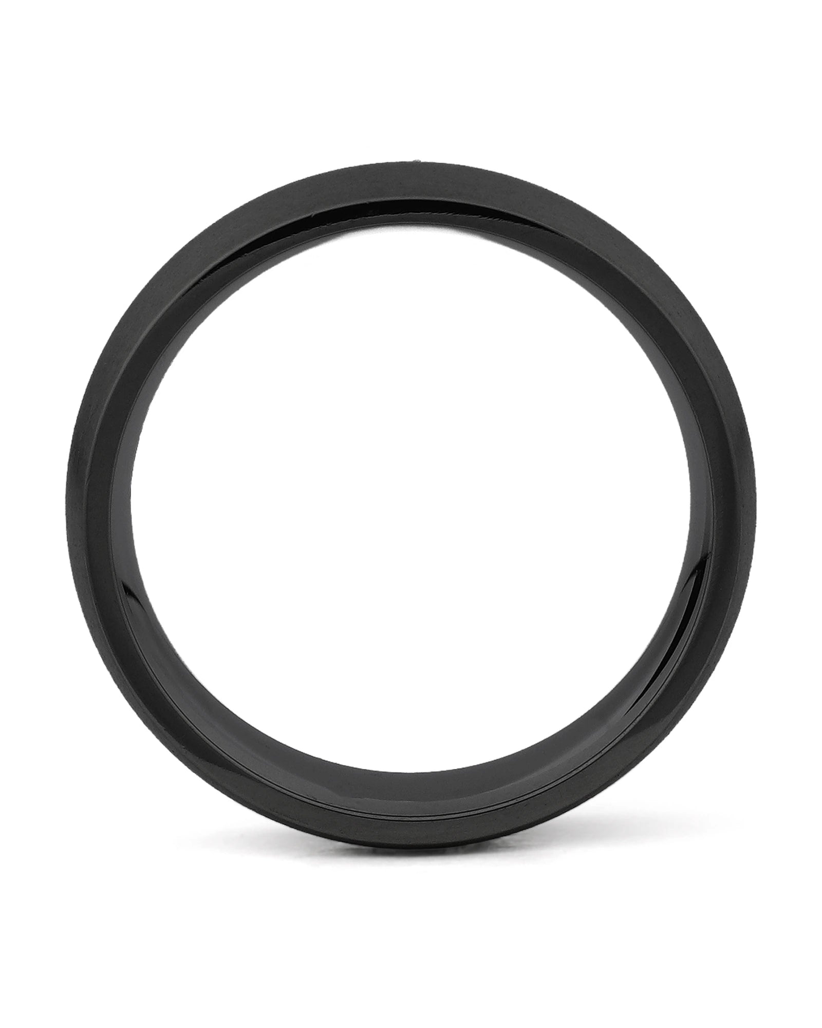 Side view of black 6mm rounded tungsten wedding ring
