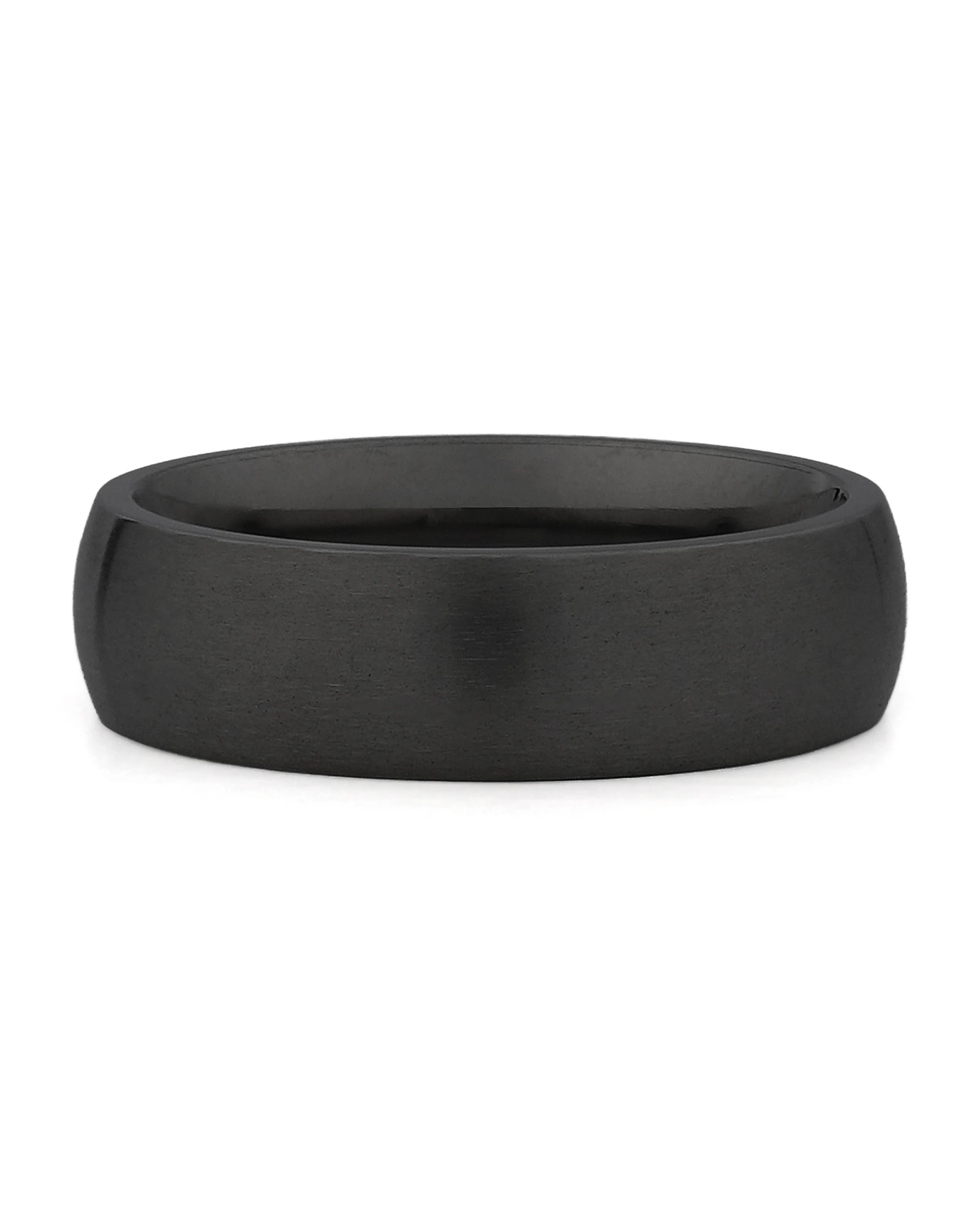 Front view of black 6mm rounded tungsten wedding band