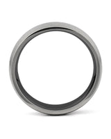 Side view of silver and black 6mm titanium wedding ring
