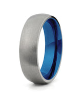 Silver rounded titanium wedding ring for men, 6mm band