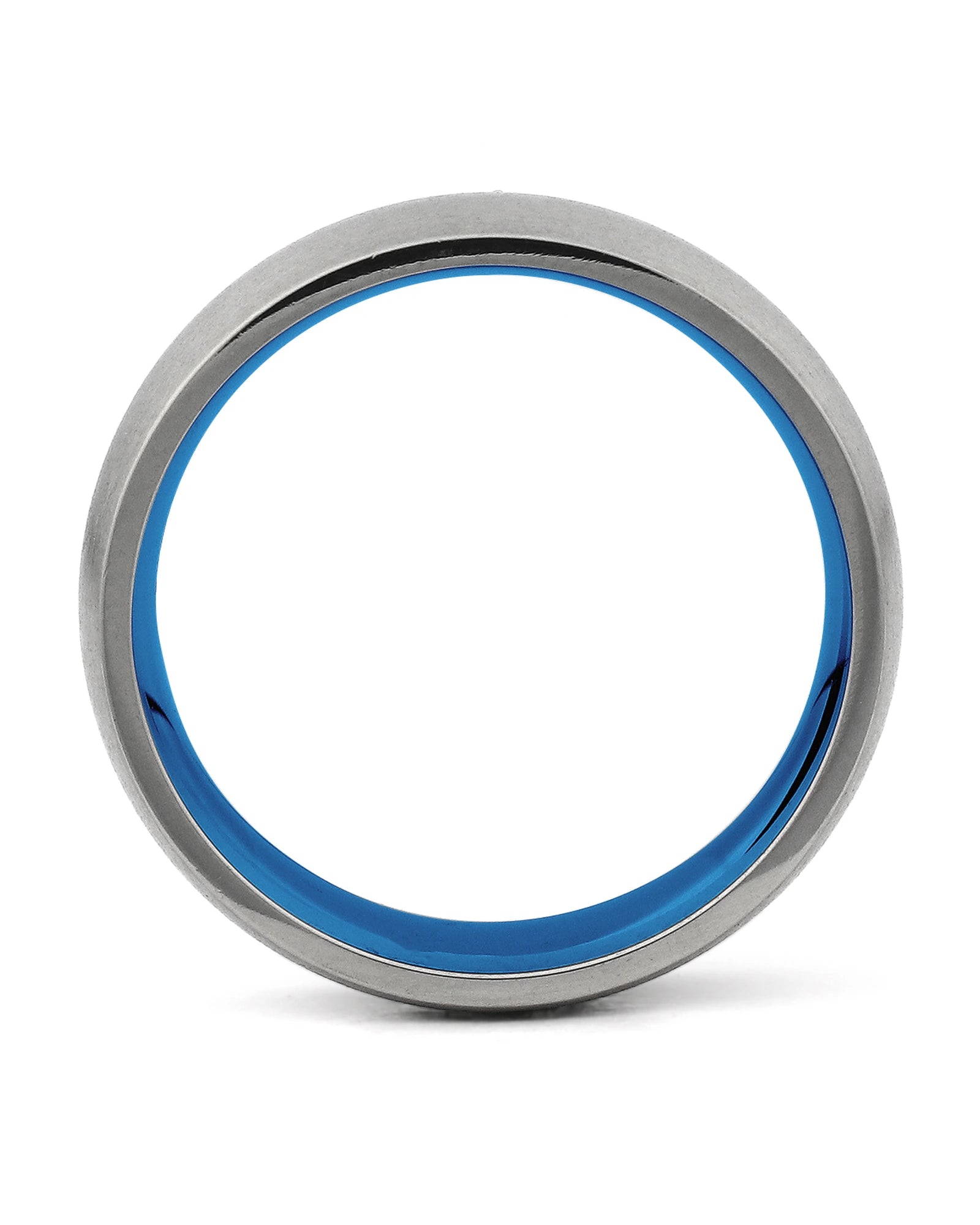 Side view of silver 6mm rounded titanium wedding ring