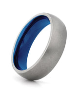 Silver 6mm rounded titanium wedding ring shown at an angle