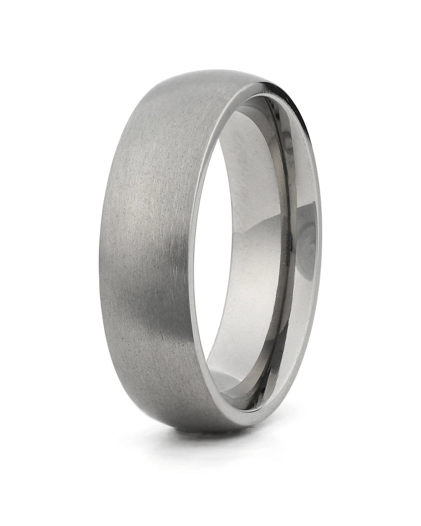 Silver rounded tungsten wedding ring for men, 6mm band