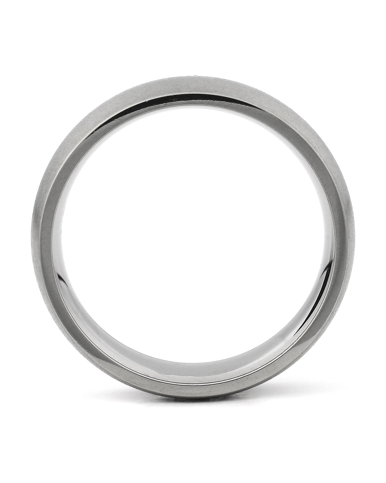 Side view of silver 6mm rounded tungsten wedding ring