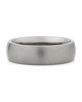Front view of silver 6mm rounded tungsten wedding band
