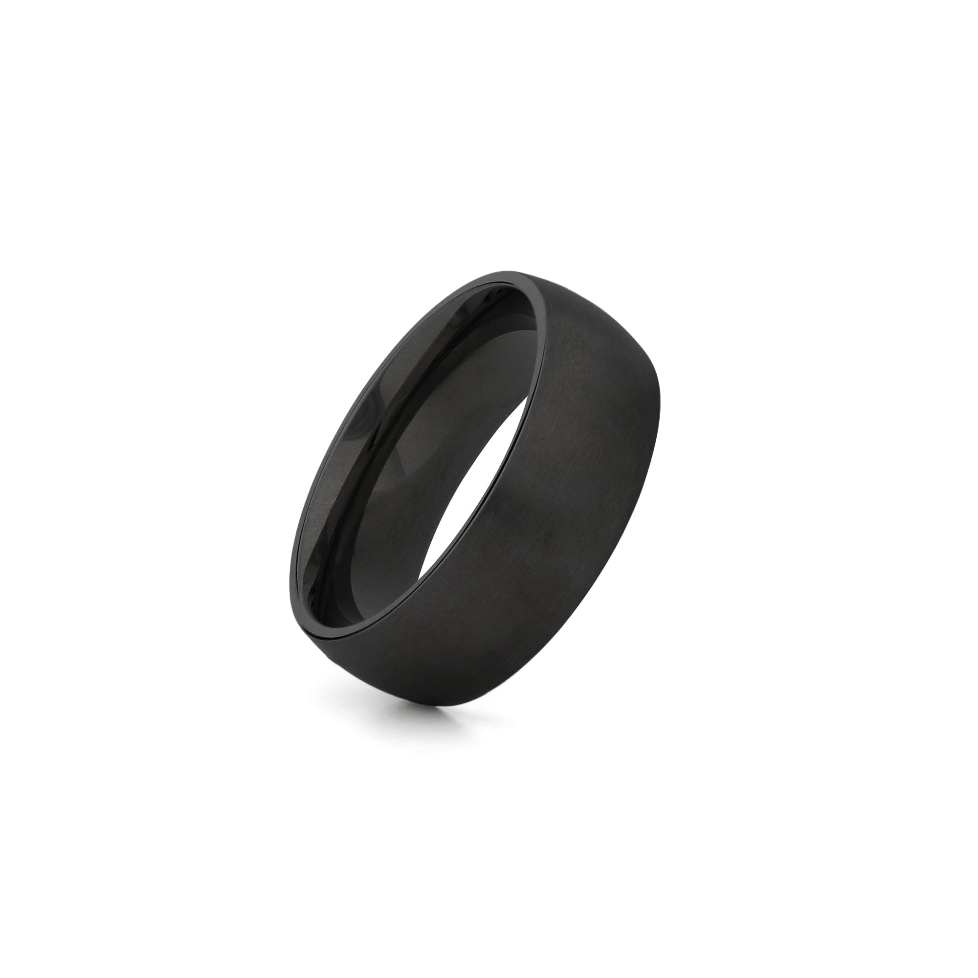 mens black titanium wedding band rounded shape