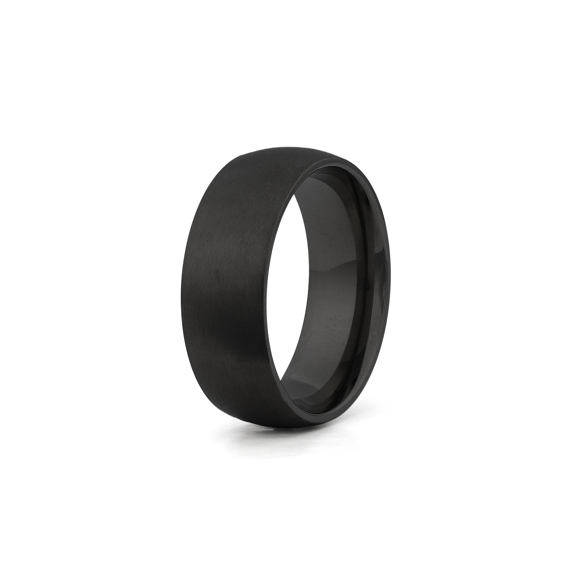 mens black titanium wedding band rounded shape