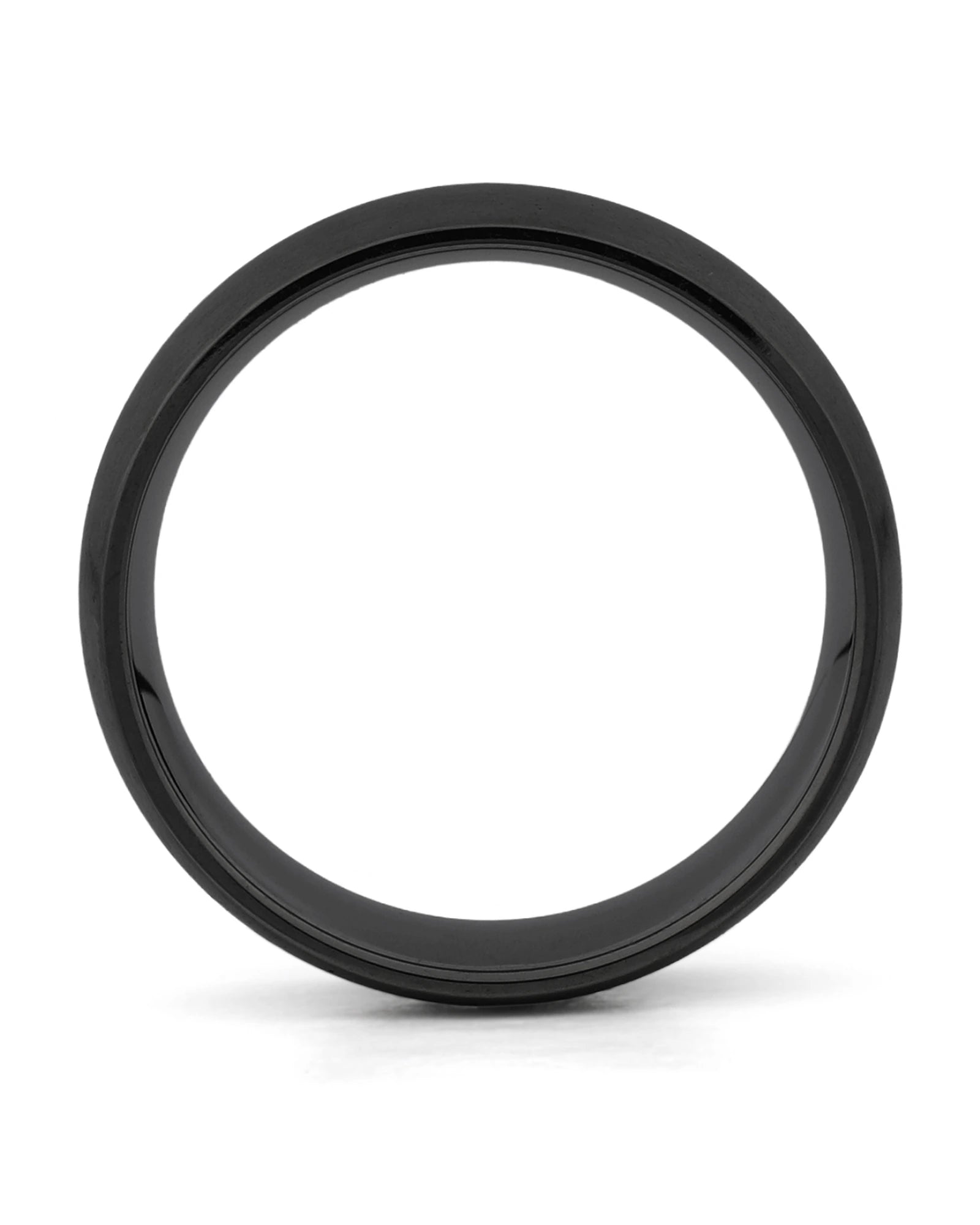 Side view of black 8mm rounded titanium wedding ring