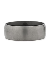 Front view of silver and black 8mm titanium wedding band
