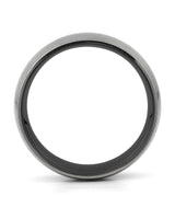 Side view of silver and black 8mm titanium wedding ring