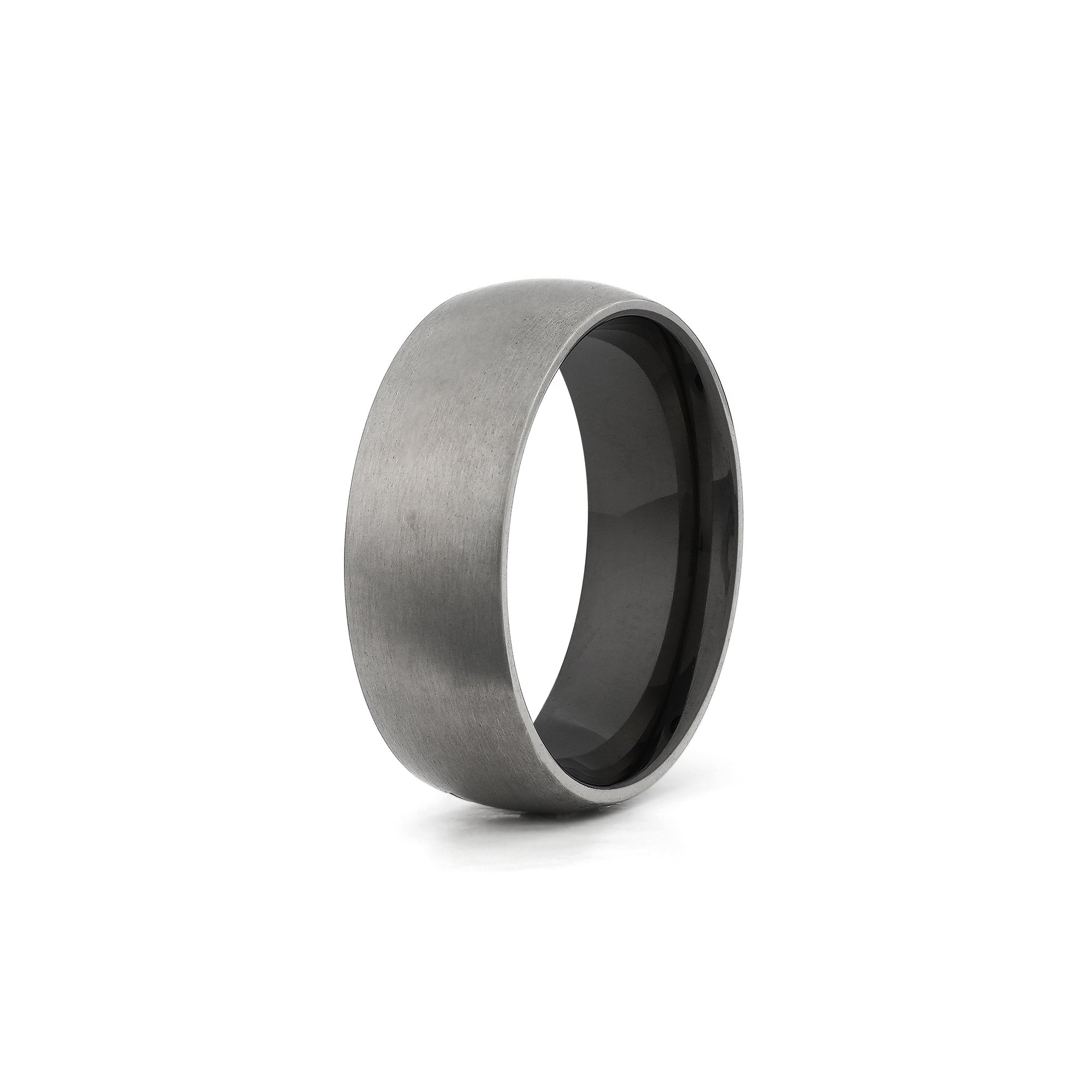 silver and black titanium ring for men