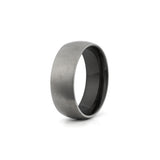 silver and black titanium ring for men