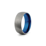 silver and blue titanium ring for men