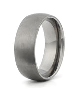Silver rounded titanium wedding ring for men, 8mm band