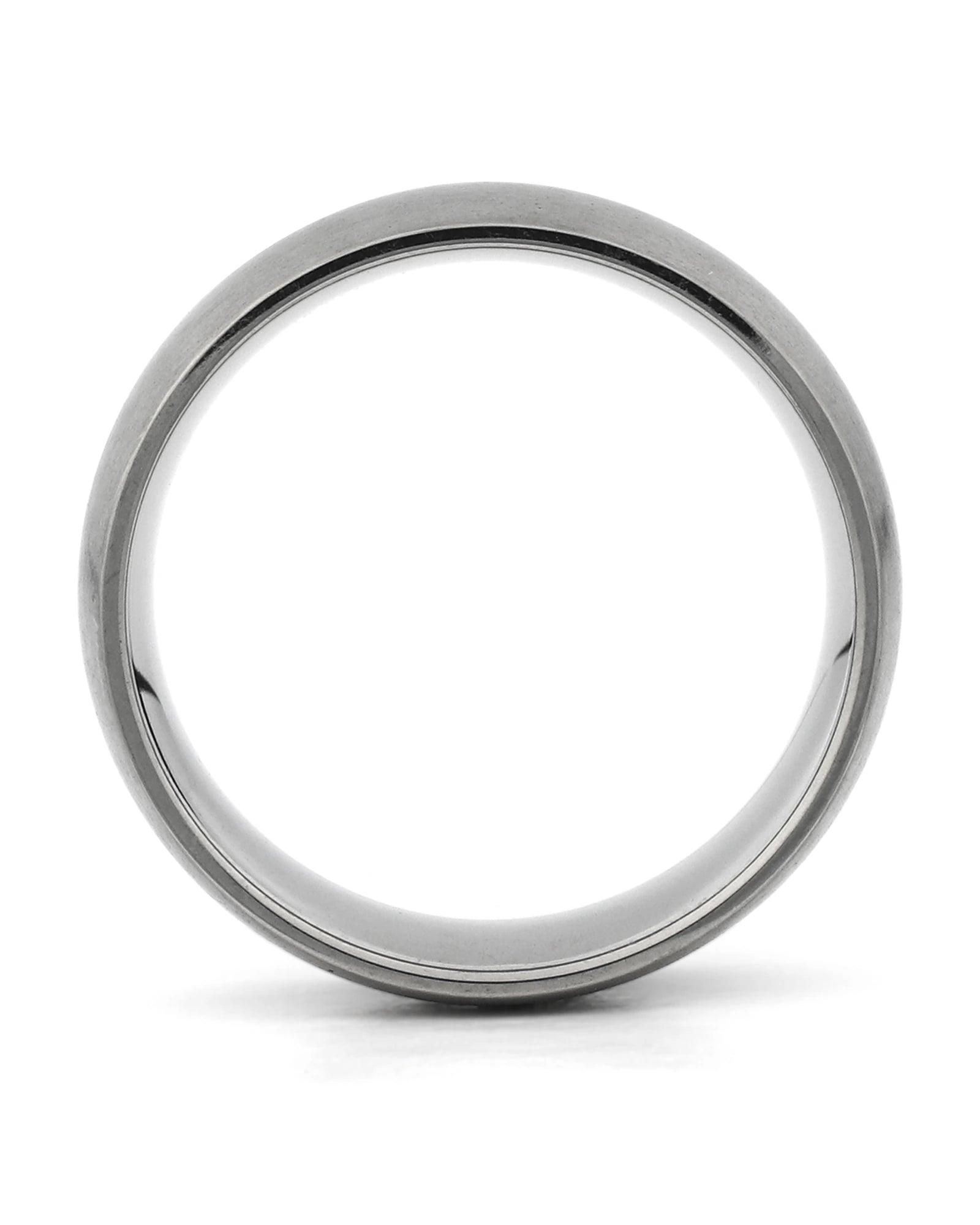 Side view of silver 8mm rounded titanium wedding ring