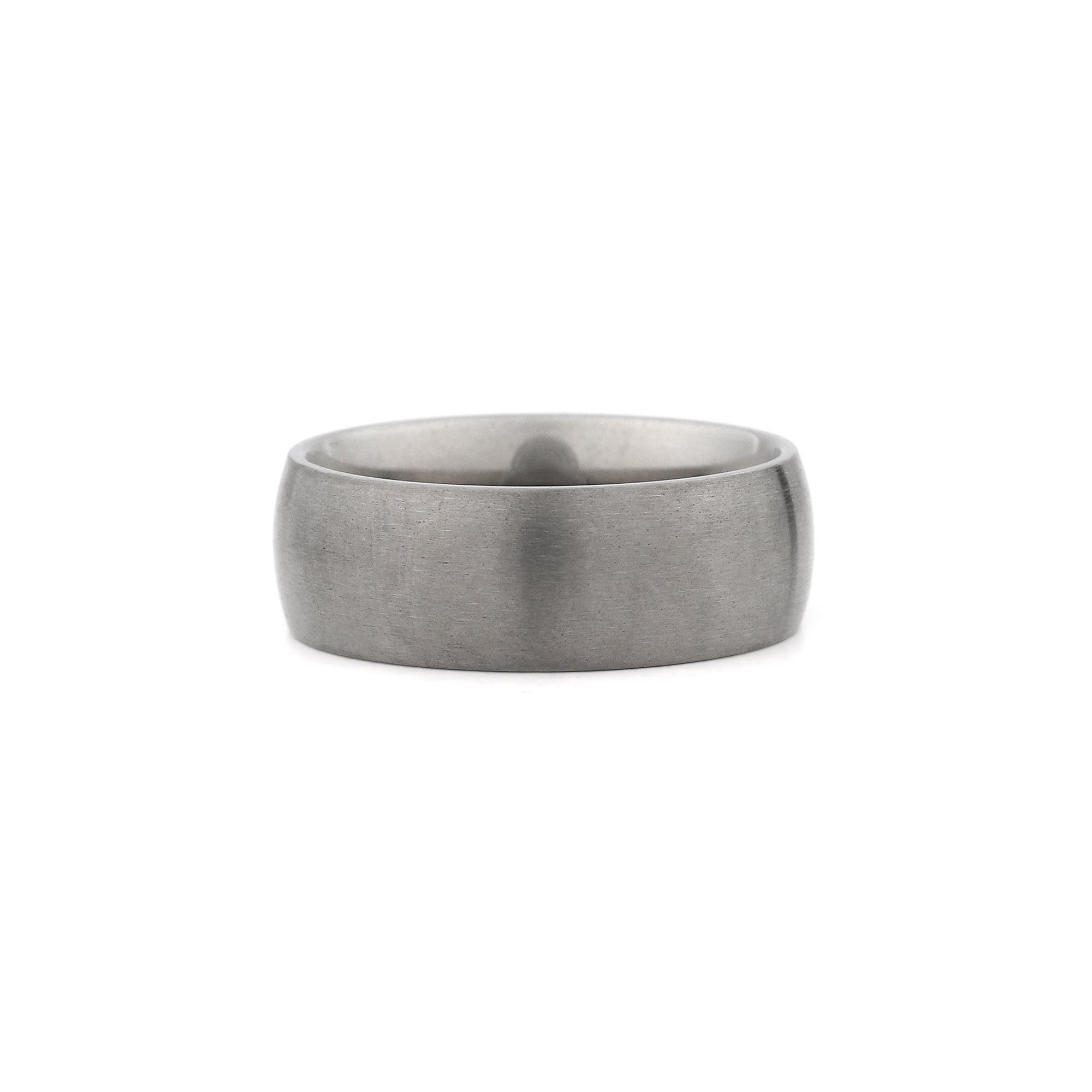 rounded 8mm silver titanium wedding ring
