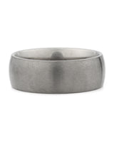 Front view of silver 8mm rounded titanium wedding band