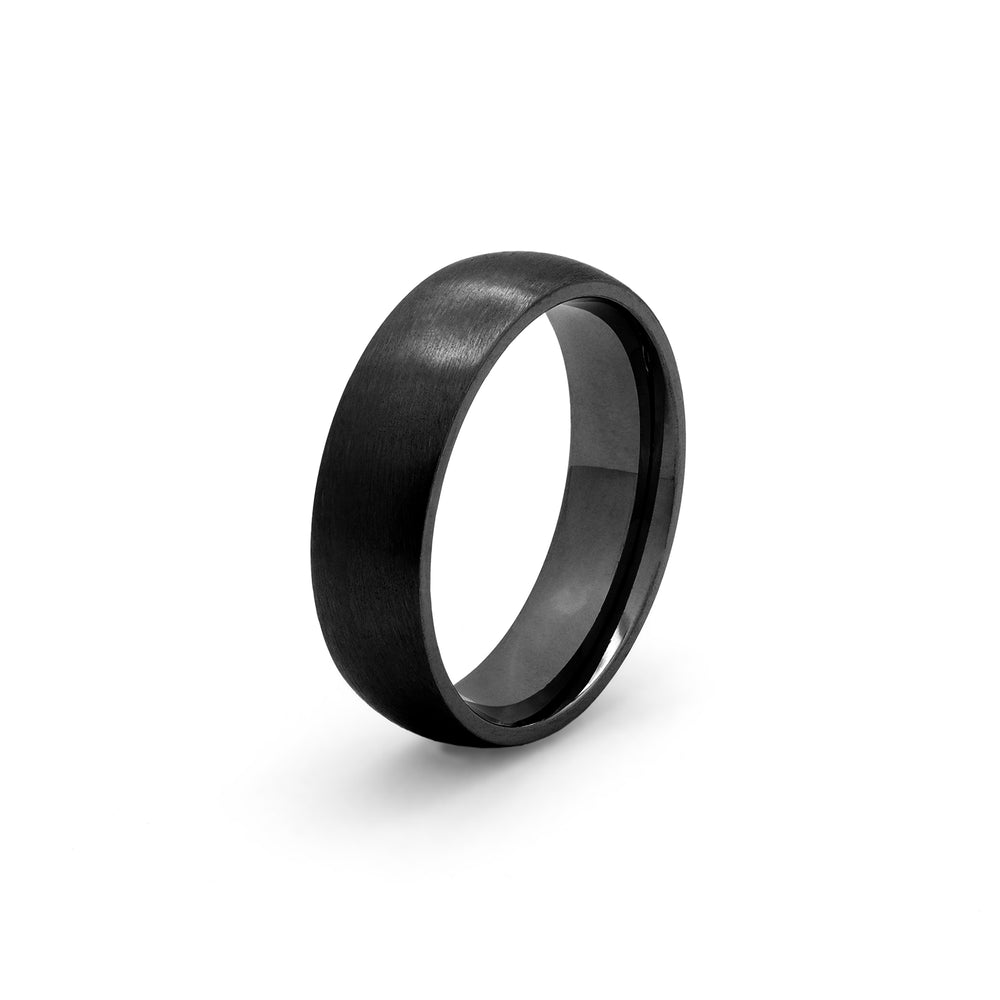 Rounded Black Men’s Titanium Wedding Band Matte Black Titanium Ring for Him
