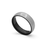 silver & black titanium wedding ring for men
