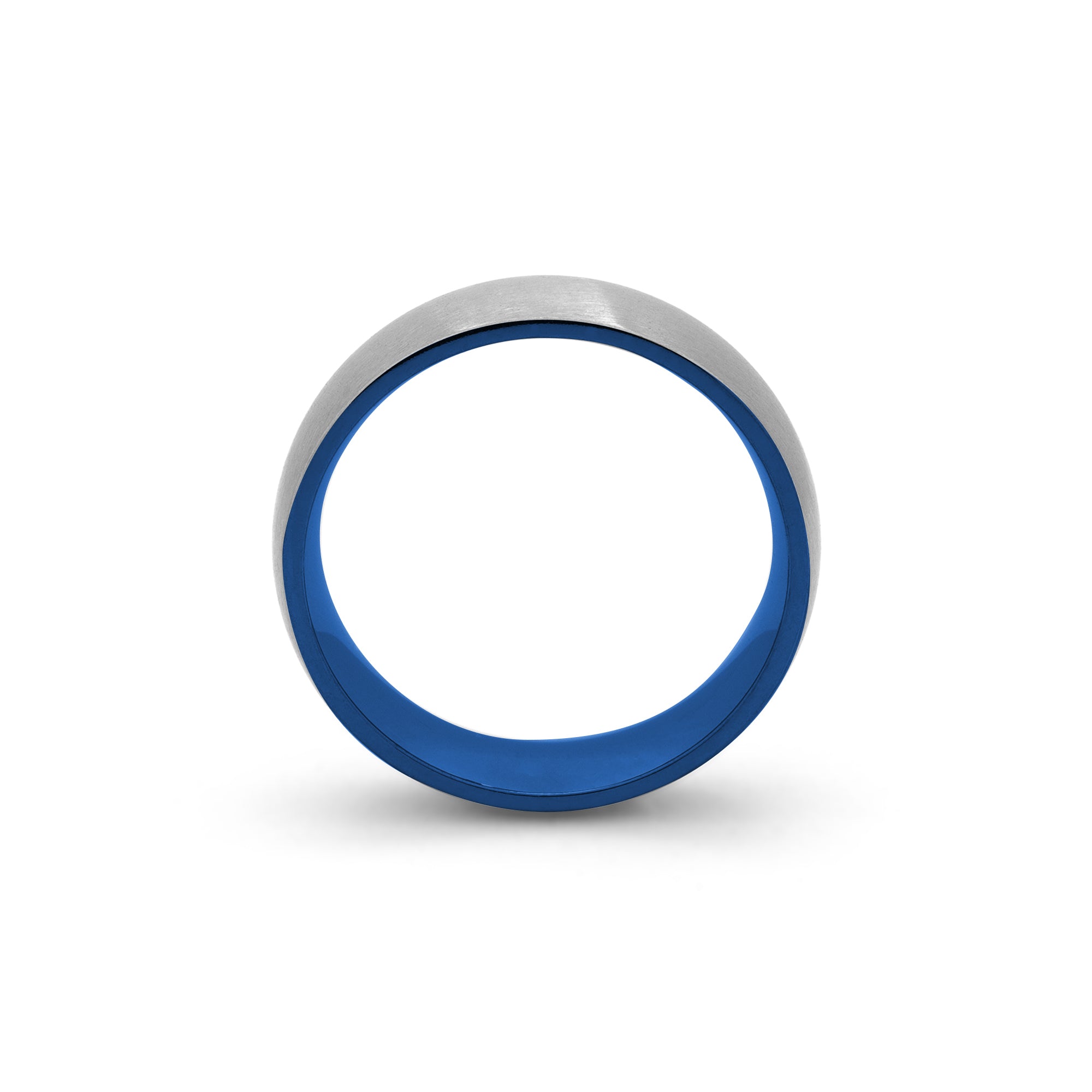 silver & blue titanium wedding band