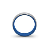 silver & blue titanium wedding band