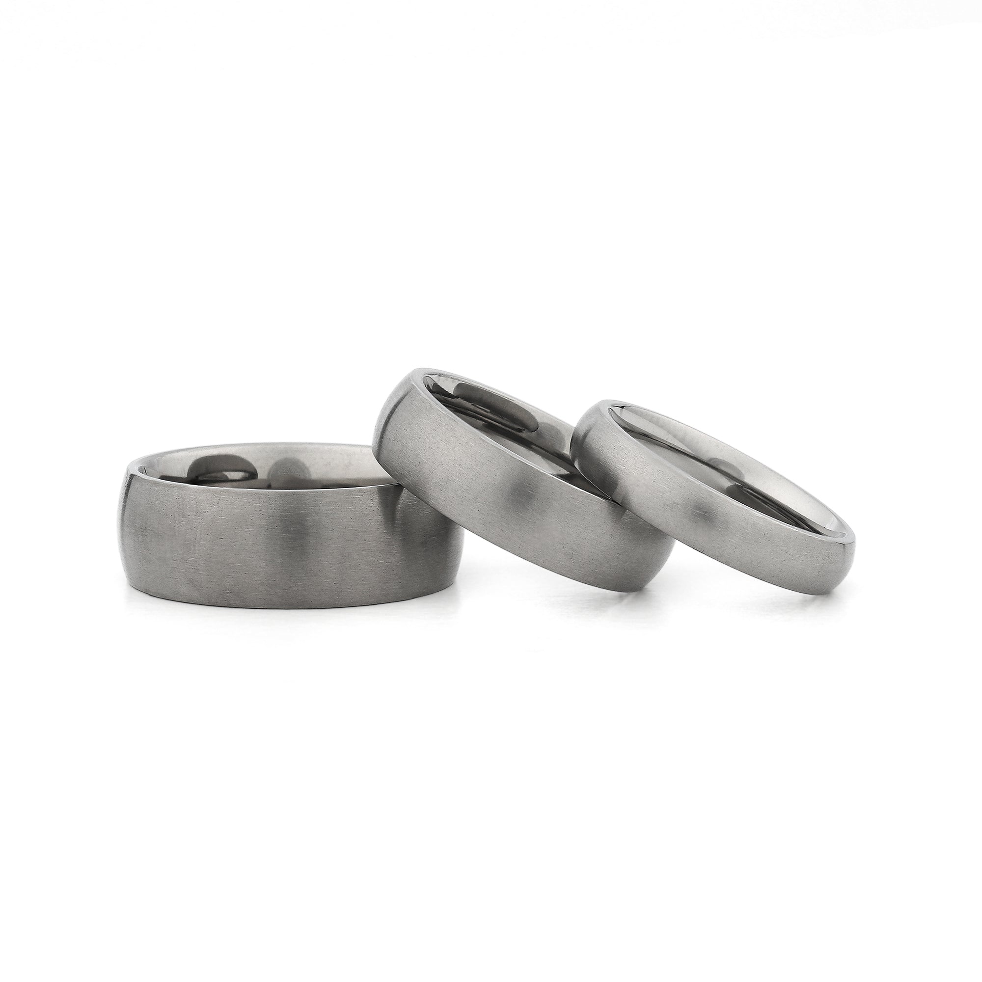 his and hers titanium rings brushed finish set