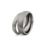silver titanium couples ring set dome brushed finish