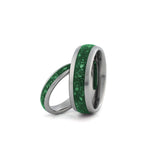 emerald couples wedding ring set