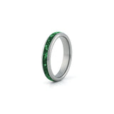 4mm silver emerald tungsten wedding ring