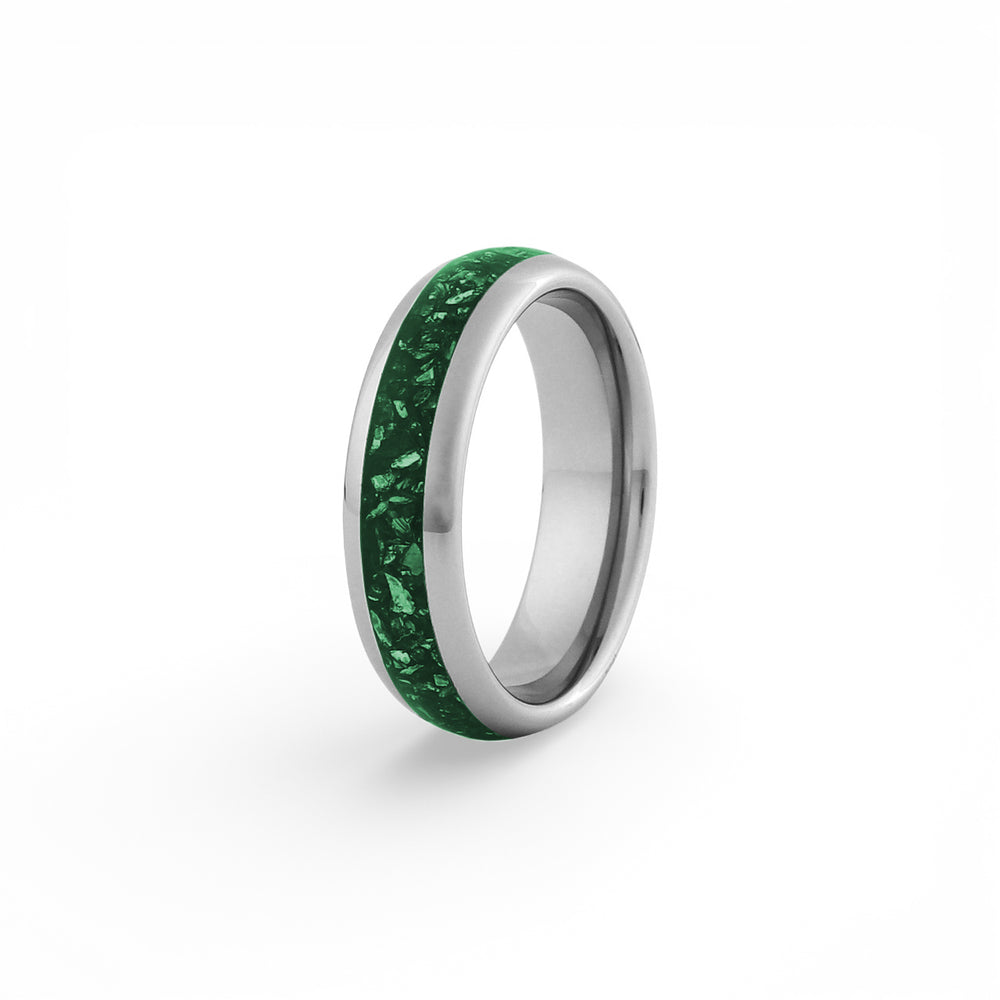 6mm silver emerald tungsten wedding band
