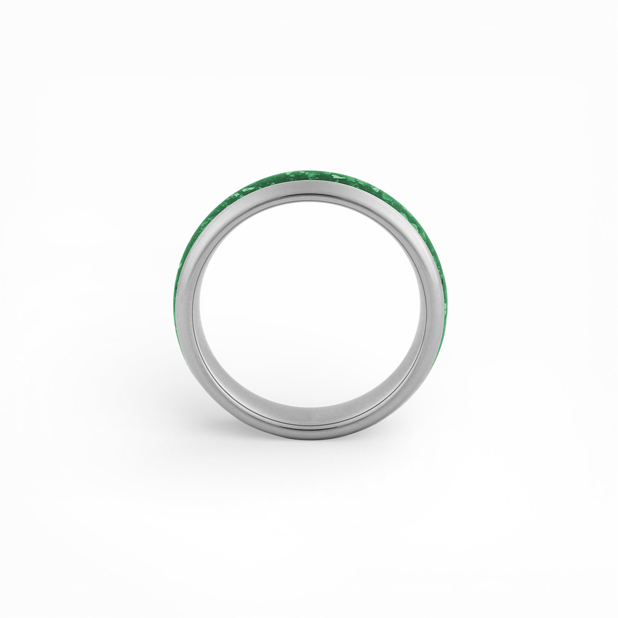 emerald green inlay tungsten ring silver