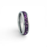 6mm silver amethyst wedding band with polished finish