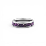 6mm silver amethyst wedding band with polished finish