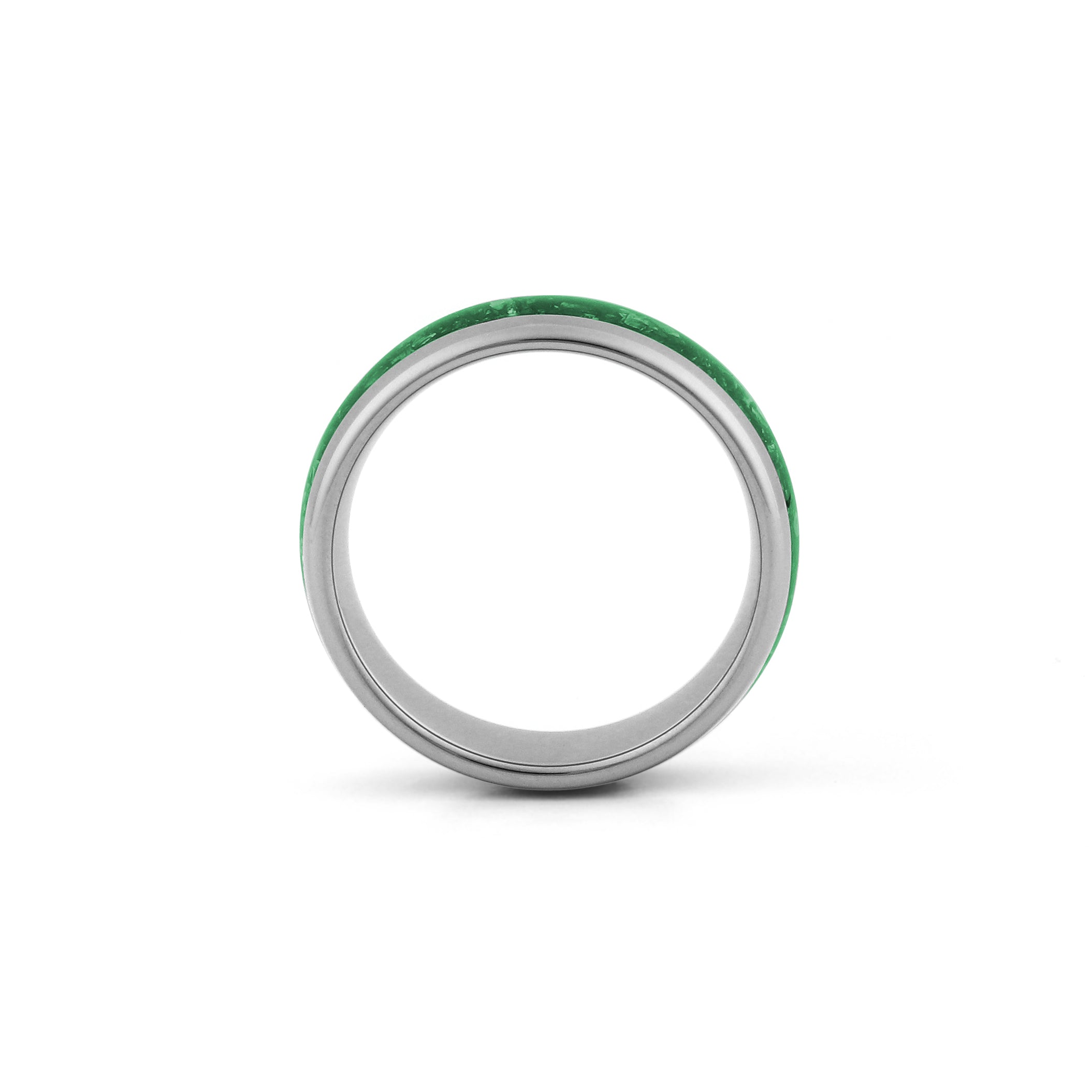 wide emerald wedding band silver