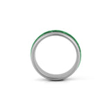 wide emerald wedding band silver