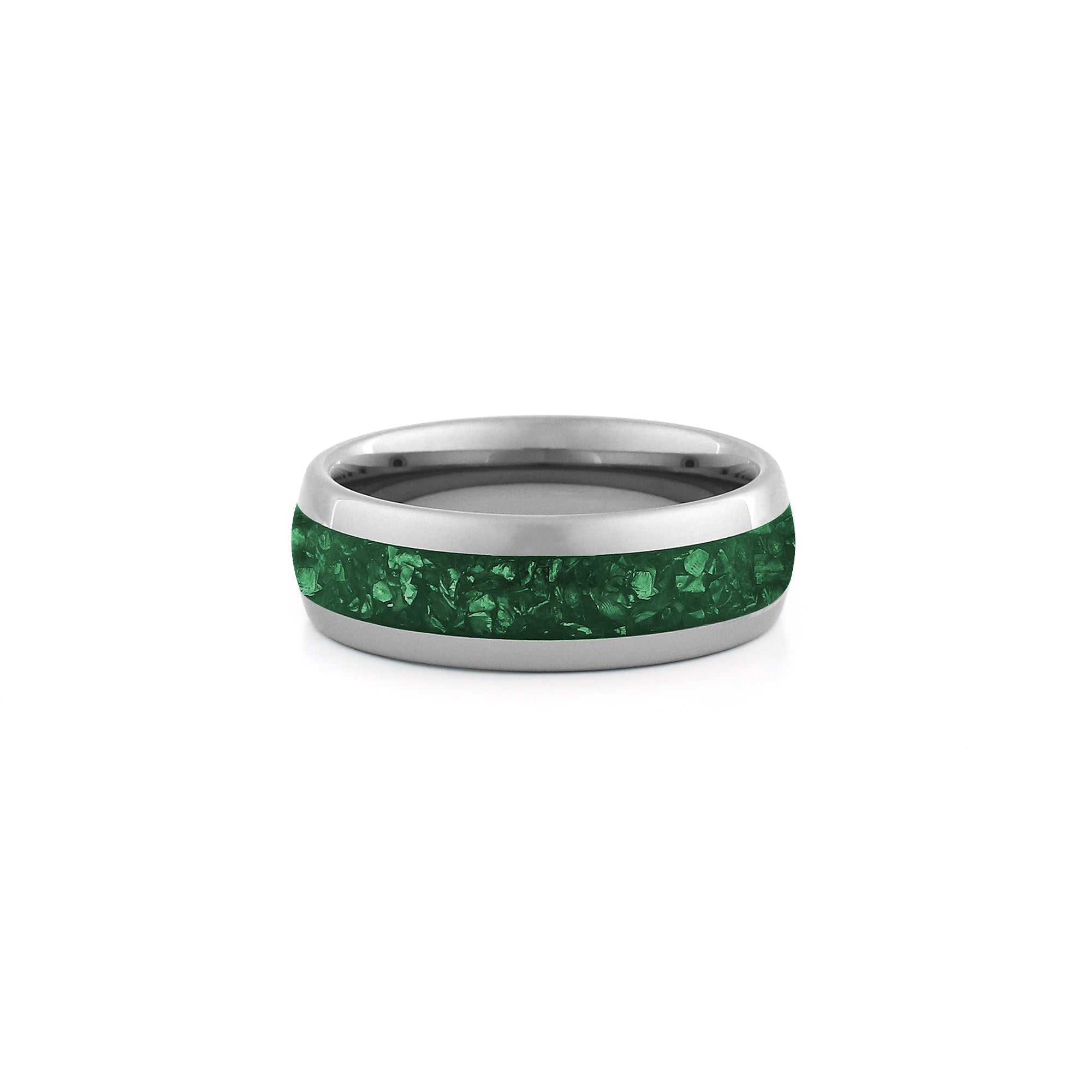 green inlay tungsten band wide