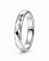 Silver 4mm faceted tungsten carbide wedding ring for men and women