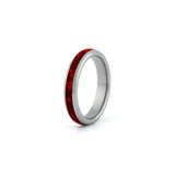 4mm silver tungsten ring with red ruby inlay slim wedding band