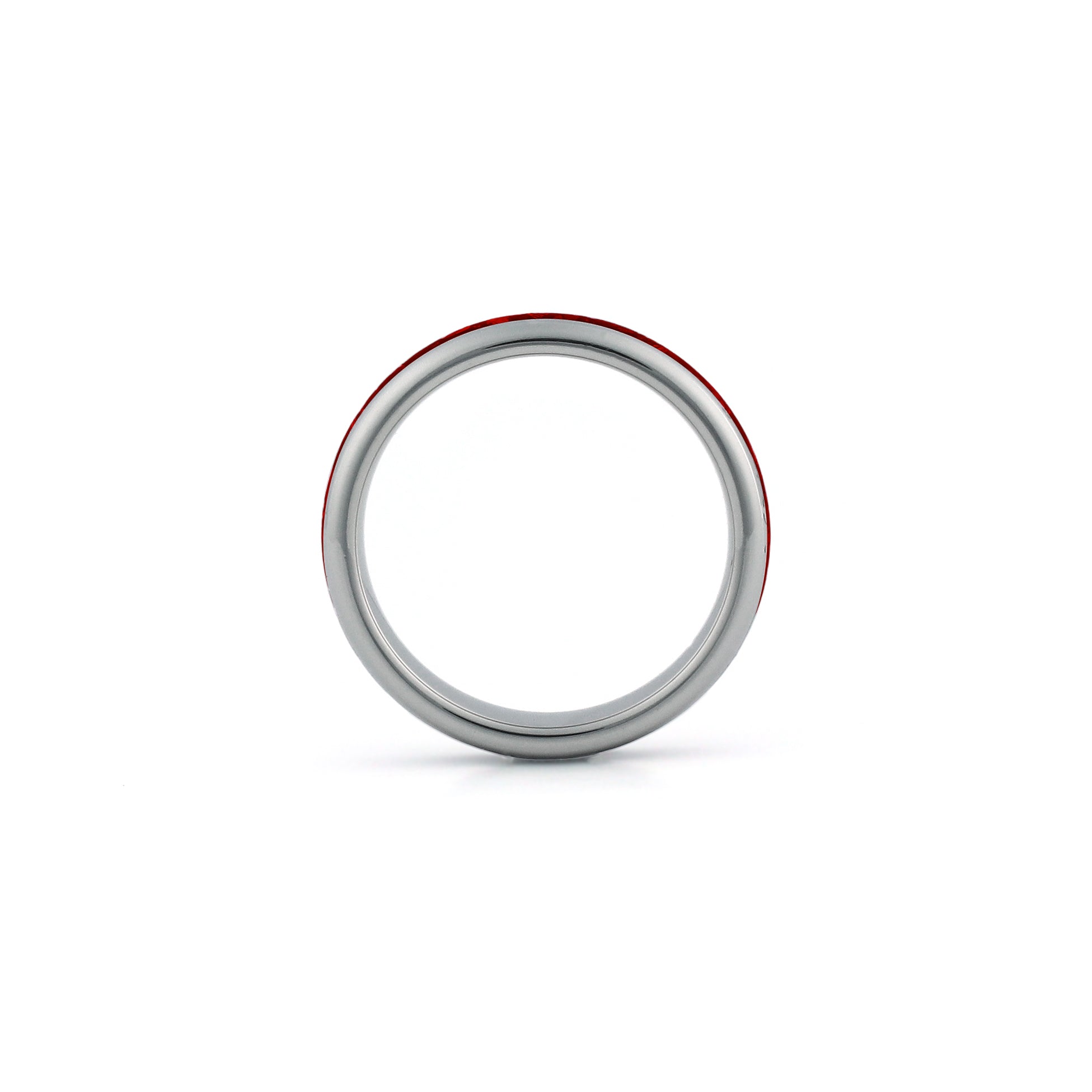 4mm silver tungsten ring with red ruby inlay slim wedding band