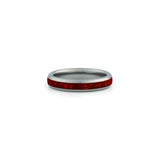 4mm silver tungsten ring with red ruby inlay slim wedding band