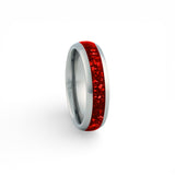 6mm silver tungsten ring with red ruby inlay unique wedding band