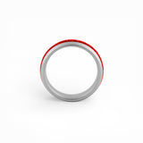 6mm silver tungsten ring with red ruby inlay unique wedding band