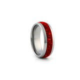 8mm silver tungsten ruby ring wide red gemstone wedding band