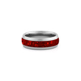 8mm silver tungsten ruby ring wide red gemstone wedding band