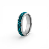 Matching silver tungsten turquoise rings set for couples, 4mm and 8mm wedding bands